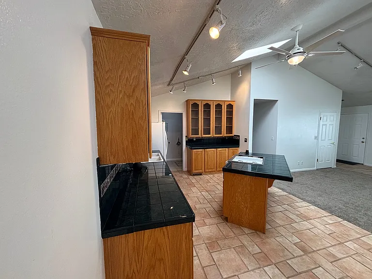 kitchen and living room