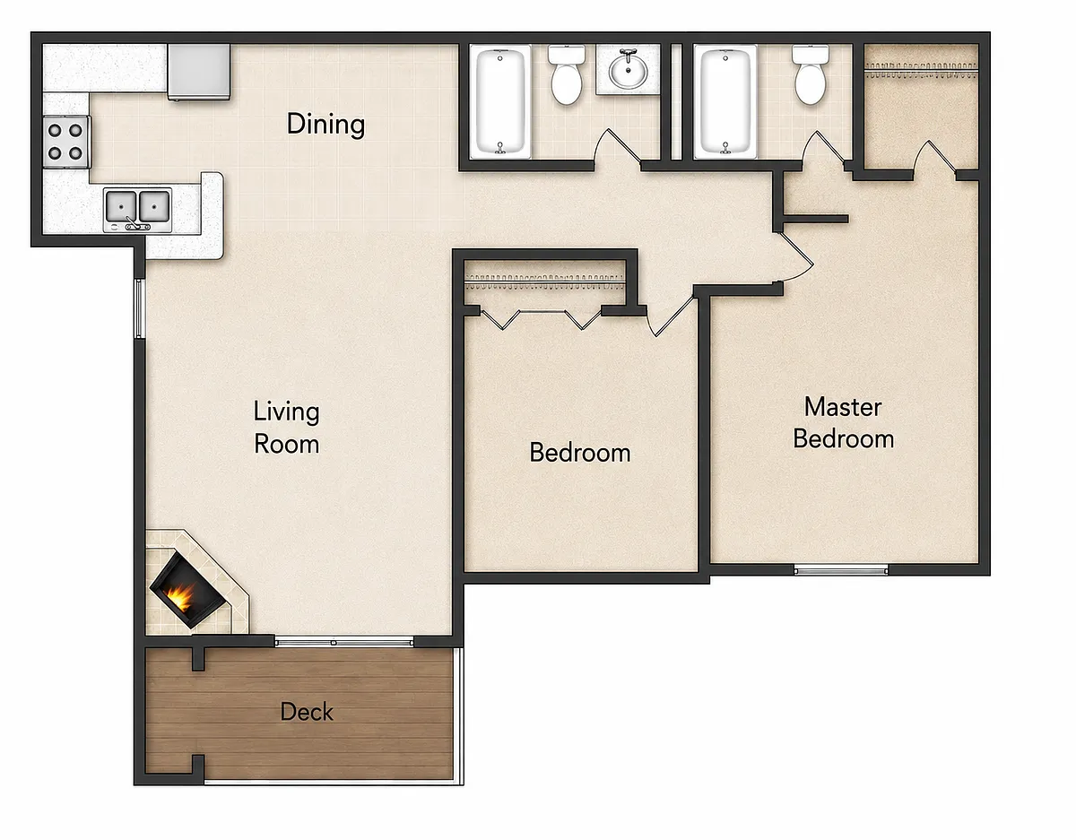 Floor plan 2 Bedroom 2 Bathroom A