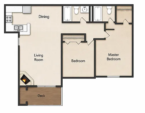 Floor plan 2 Bedroom 2 Bathroom A
