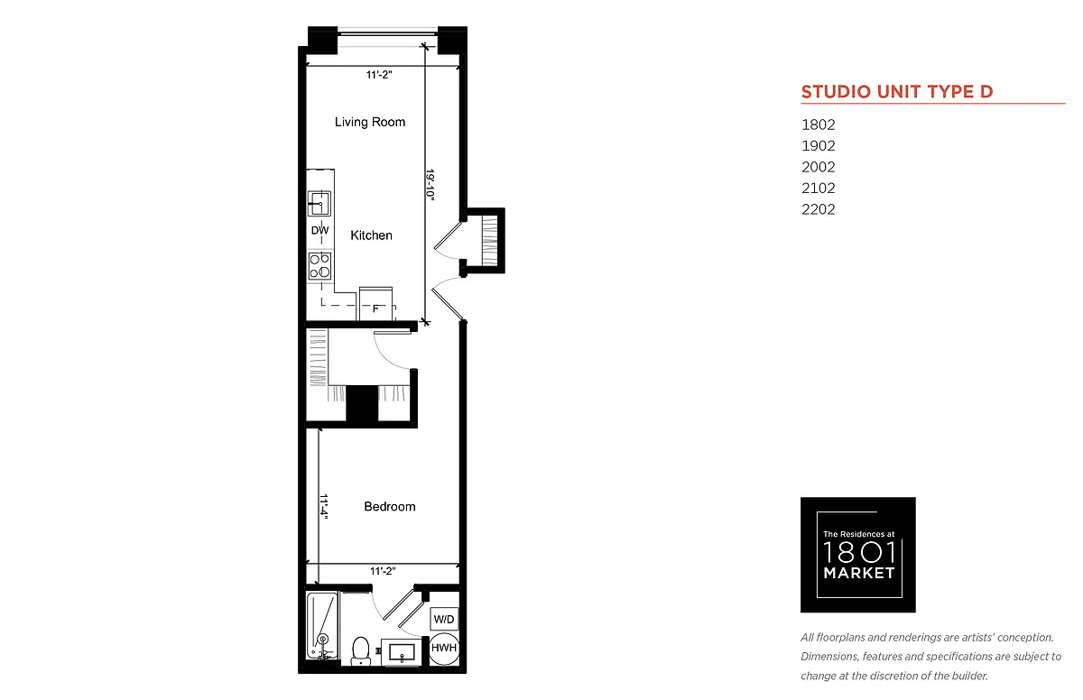 Floor plan Jr 1 Bedroom D