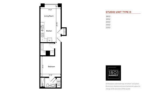 Floor plan Jr 1 Bedroom D