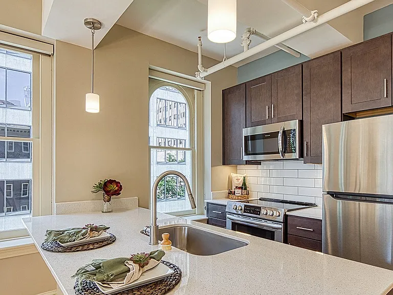 Kitchen islands and stainless appliances