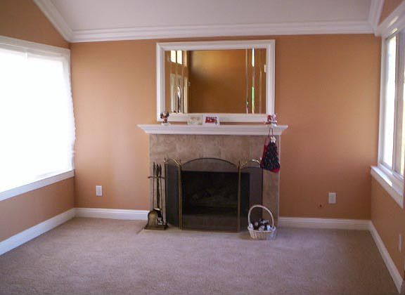 Living room with cozy fireplace