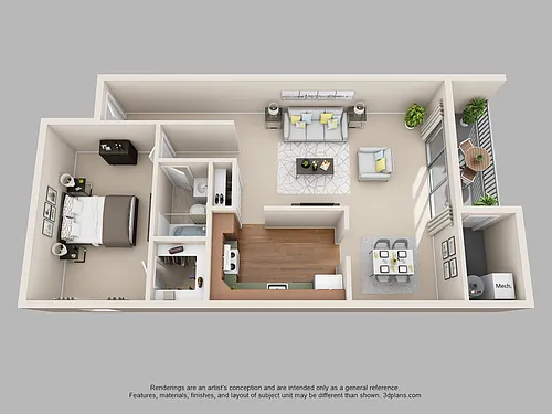 Floor plan 1-Bedroom 1-Bathroom | 814 sqft