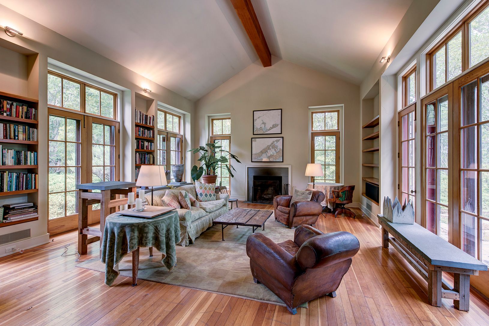 Large Great room with walls of French doors