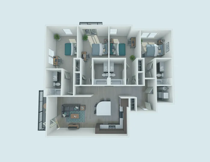 Floor plan 4X4B price per bed