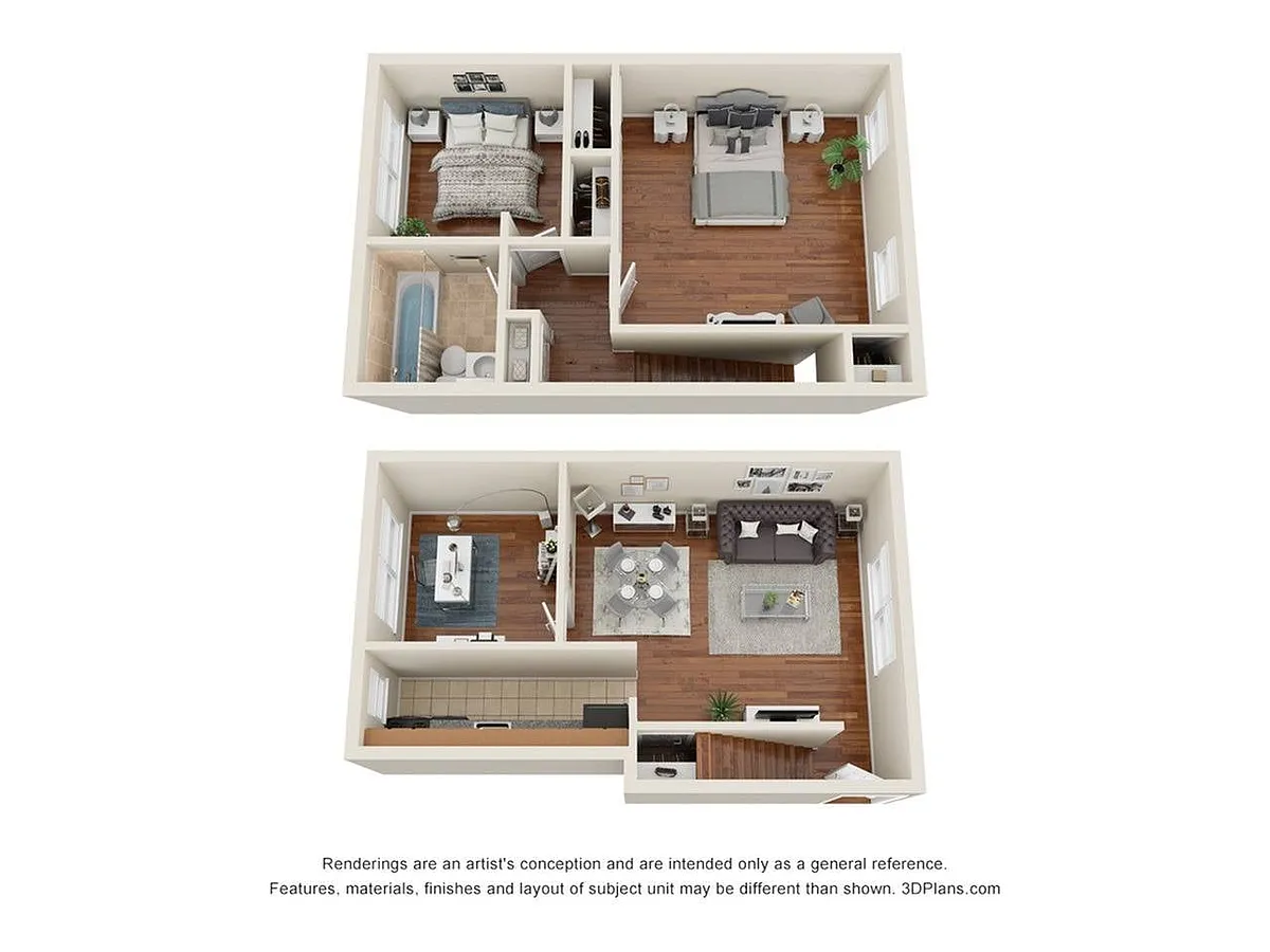 Floor plan TWO BEDROOM DUPLEX WITH DEN