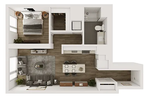 Floor plan A4: 1 BR/1BA 789 SF