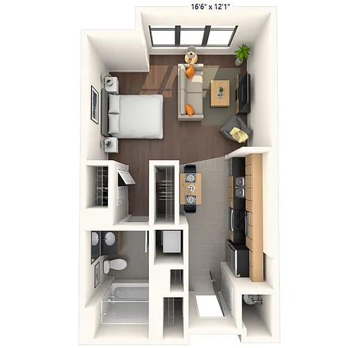 Floor plan Studio 0x1 513 SF
