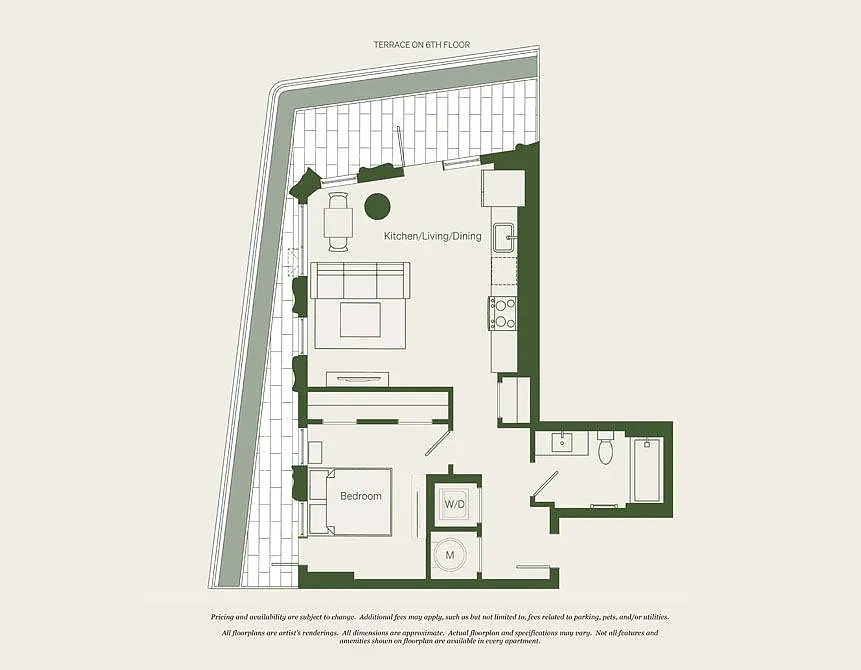Floor plan 1 Bed- 1 Bath | A02 - Reva