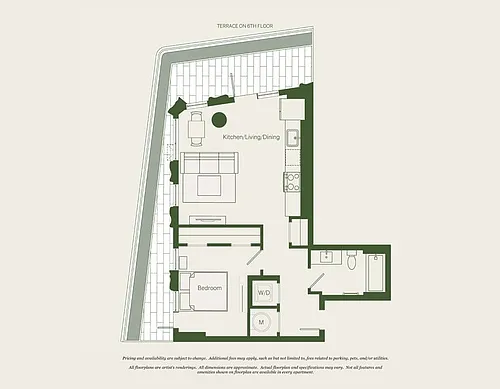 Floor plan 1 Bed- 1 Bath | A02 - Reva