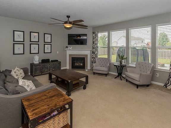 Family living room with gas fireplace