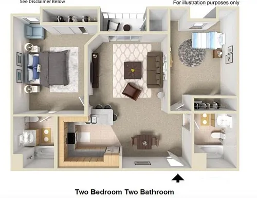 Floor plan Two Bedroom Two Bathroom