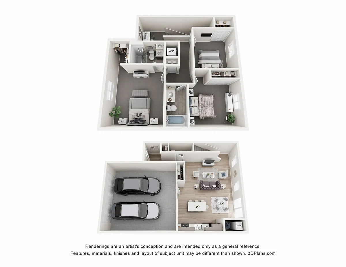 Floor plan Fairfax 3 Bedroom 2.5 Bathroom