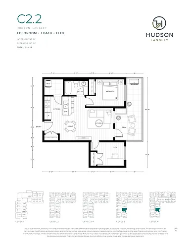 Floor plan 1br + Flex/1ba - C2.2