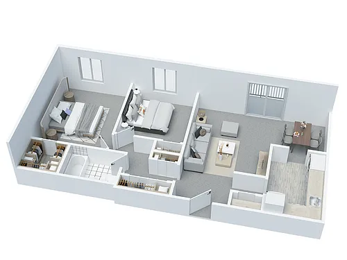 Floor plan 2 BD 1 BA type M