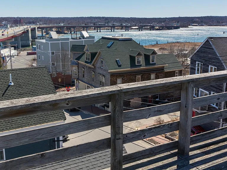 Roof deck overlooking Fore River and Casco Bay Bridge
