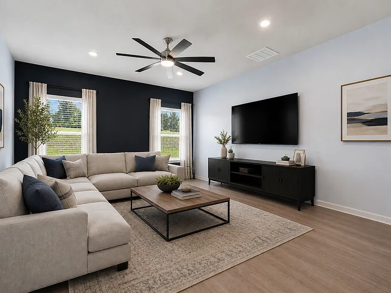 Virtually staged living room
