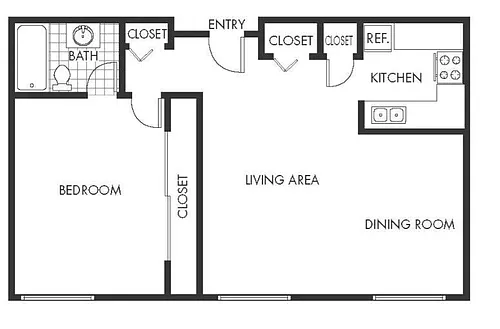 Floor plan 1 Bed, 1 Bath C