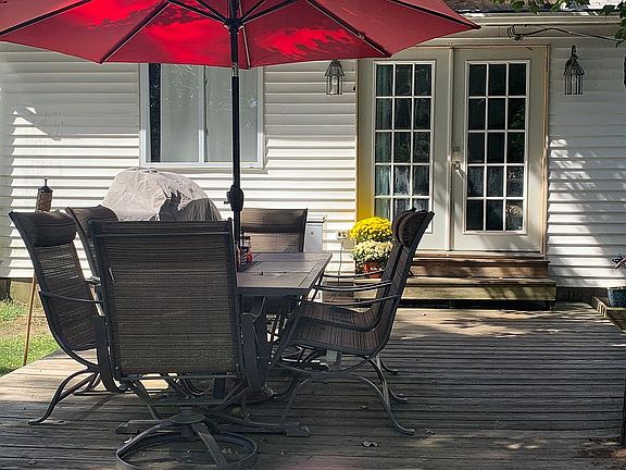 Deck in backyard