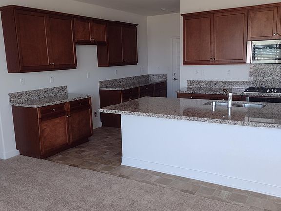 View of kitchen and island