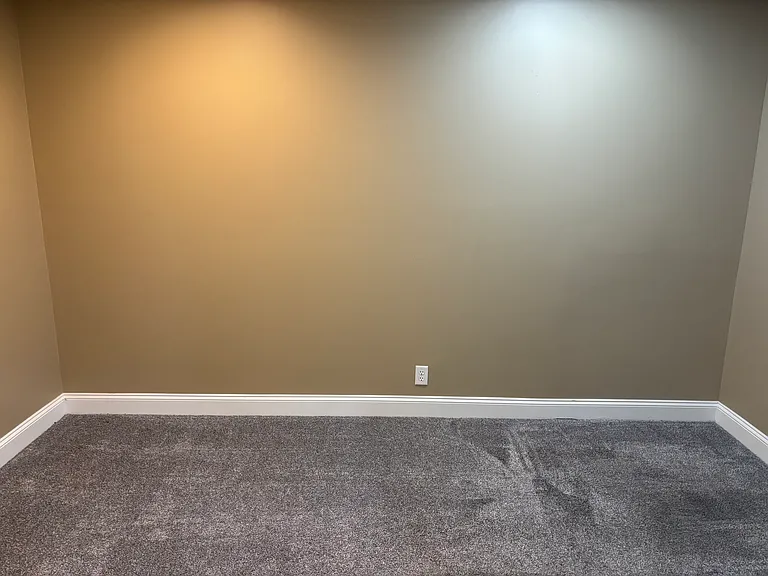 Finished "den" leading to jack and jill bathroom. Has closet