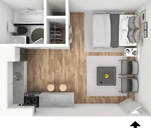 Studio 3D Furnished Layout Studio 3D Furnished Layout