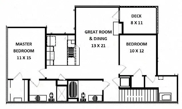 Floor plan 2 Bedroom 2 Bath Barbell 2nd Floor