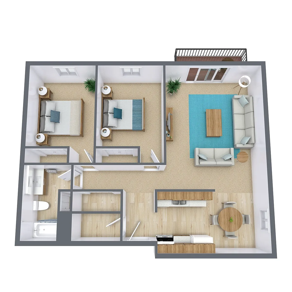 Floor plan Two Bedroom 21C