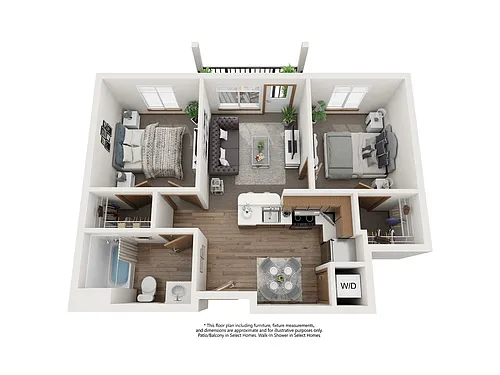 Floor plan 2 Bed 1 Bath (B17)
