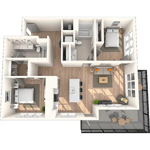 Floor plan B3 2x2 1222 SF-FP