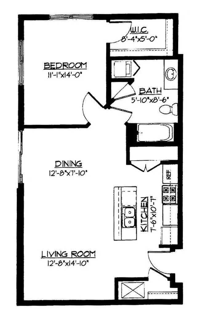 Floor plan 1 Bed / 1 Bath - 754 SF