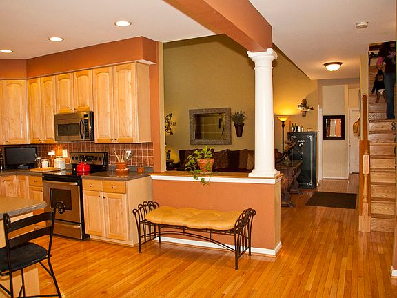 kitchen opens to family room