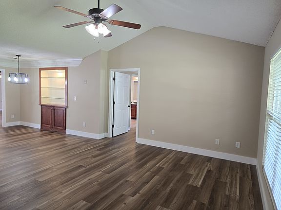 Spacious living room with vaulted ceilings