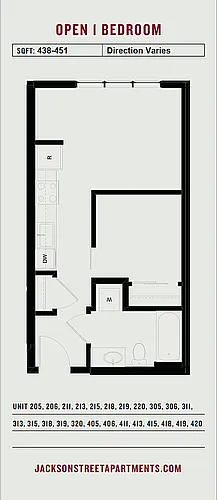Floor plan Open 1 Bedroom