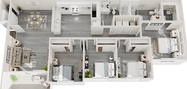 4 Bed 2 Bath Floorplan Diagram