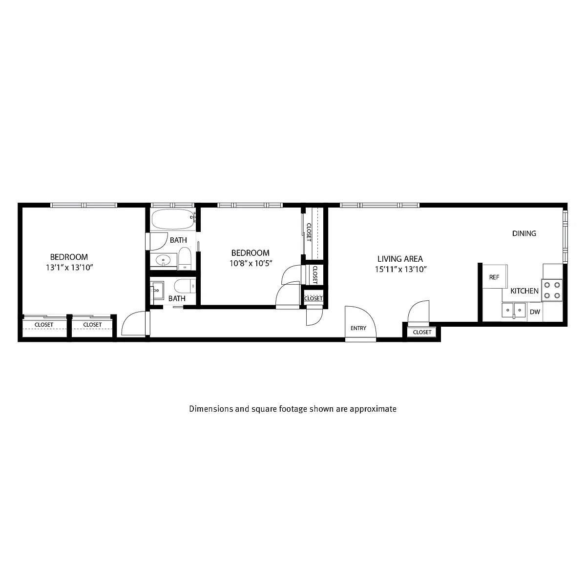 Floor plan 2 Bedroom / 1.5 Bath