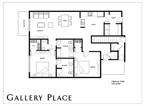 Floor plan 2 Bedroom, 2 Bath