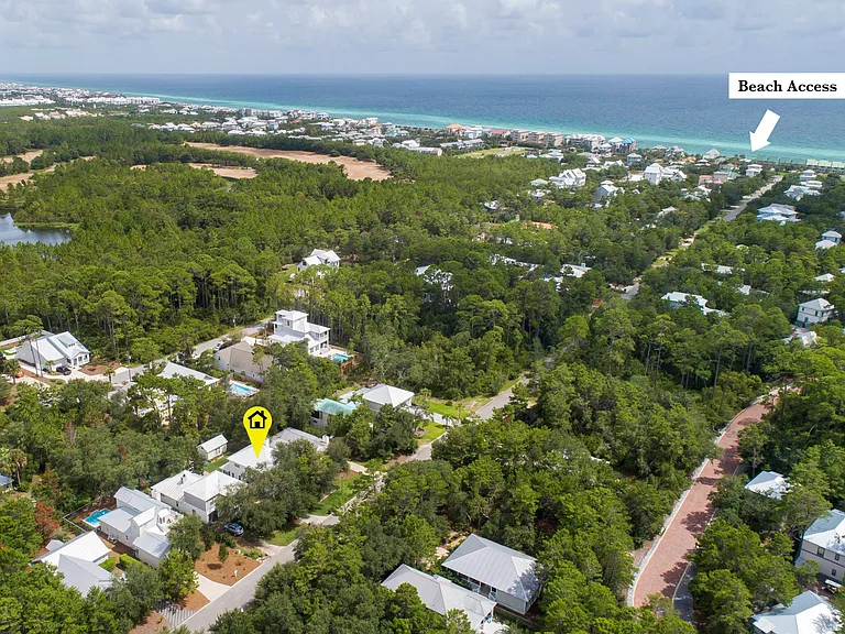 From the house you are only a 10 minute stroll to the private beach access (or a 5 minute bike ride). 
.04 of a mile from the house.