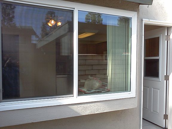 Bay window from patio view