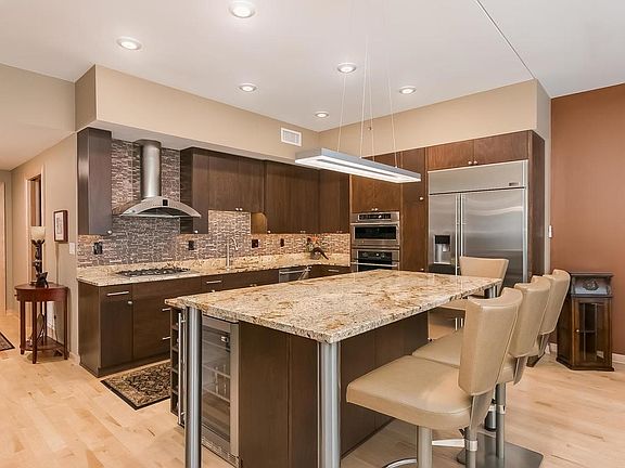 Kitchen boasts an abundance of storage.