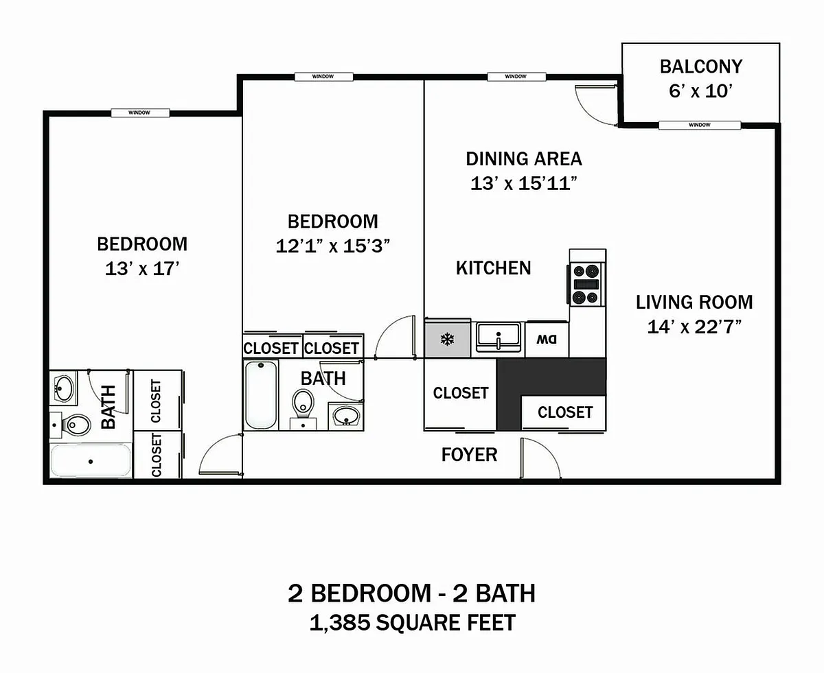 Floor plan 2 Bedroom 2 Bath