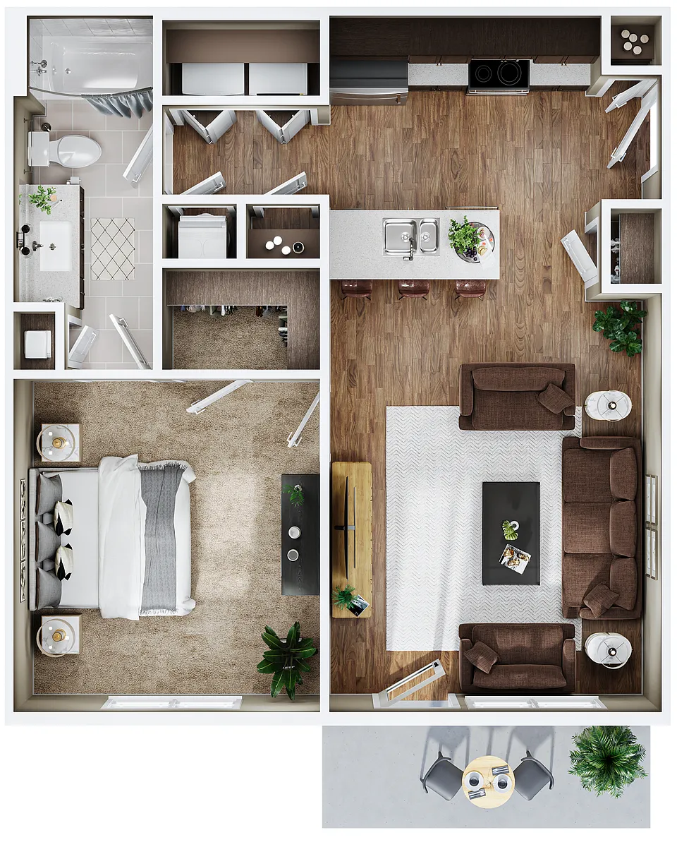 Floor plan 1BR/1BA - A4 Classic