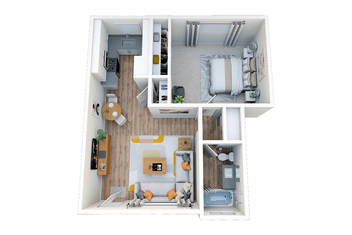 Floor plan 1 Bedroom, 1 Bath