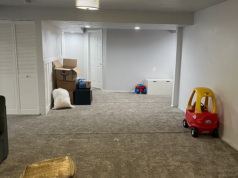 downstairs living room looking into nook