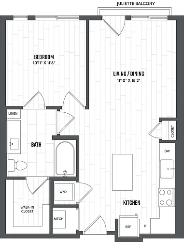 Floor plan 1 Bed/1 Bath-A3.1