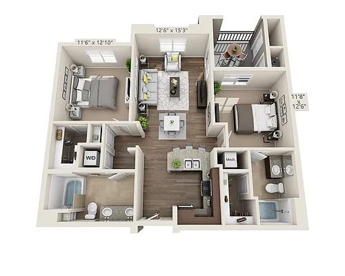 Floor plan Two Bedroom B2B