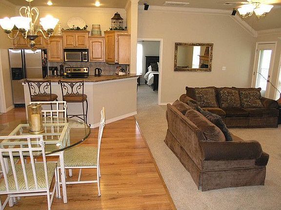 Open living/dining/kitchen.