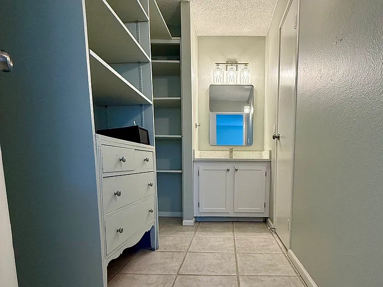 Primary walk-in closet with .25 bath (door opens into full bathroom)