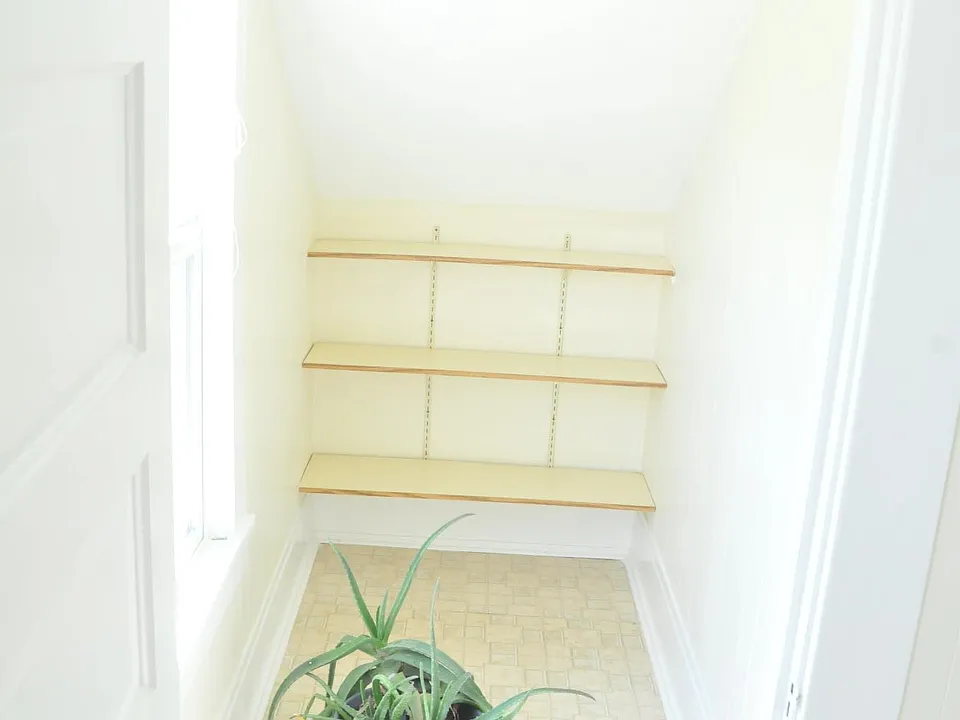 Bedroom walk in closet. It has room for a rolling clothing hanger
